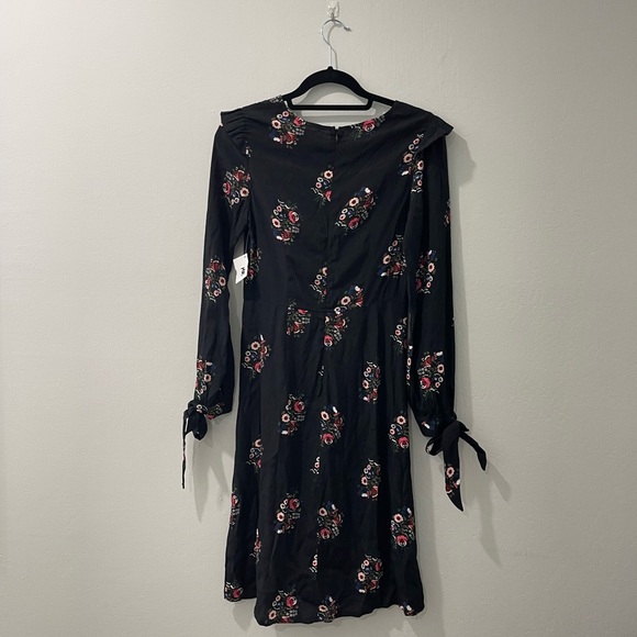 NWT FRNCH Floral Long Sleeve Black Midi Dress Sz Small - Picture 6 of 7